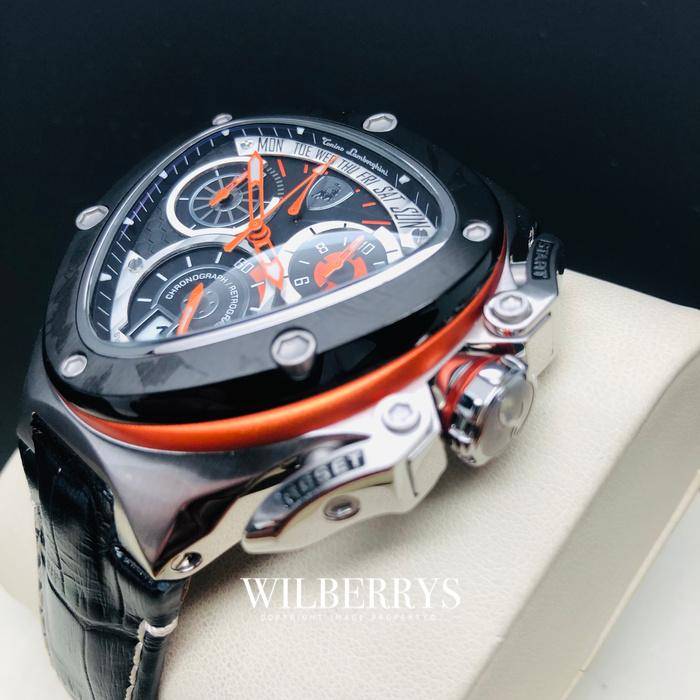 **pure beast worth R37k Tonino Lamborghini Men`s ORANGE LEATHER Chronograph Watch NEW 100% GENUINE
