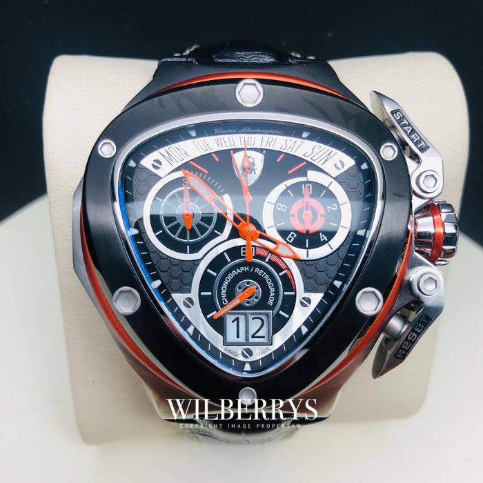 **pure beast worth R37k Tonino Lamborghini Men`s ORANGE LEATHER Chronograph Watch NEW 100% GENUINE