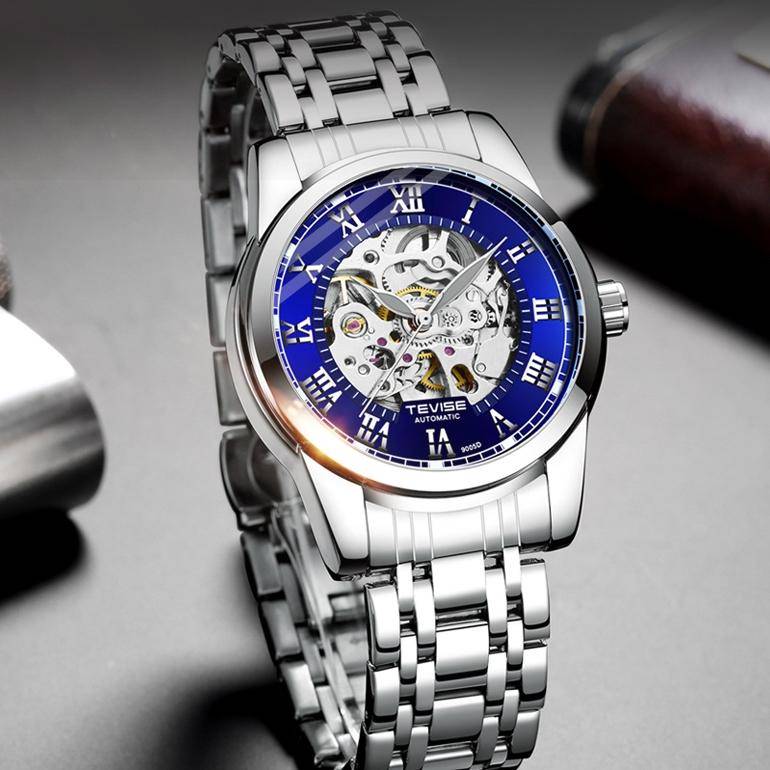 Retail: R1,999.00 TEVISE ® Men`s Skeleton Classic Steel Silver / White Watch BRAND NEW