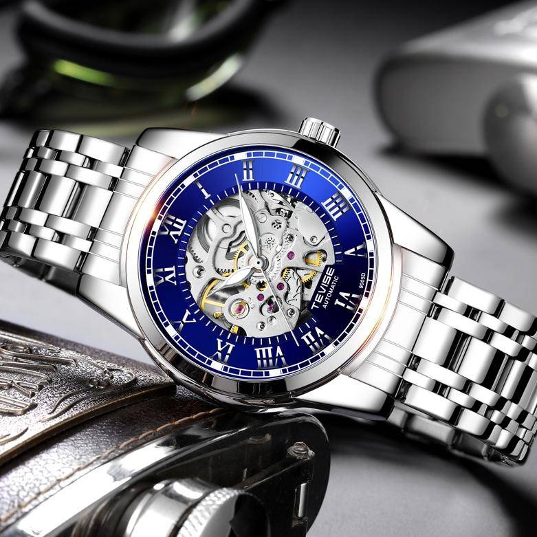 Retail: R1,999.00 TEVISE ® Men`s Skeleton Classic Steel Silver / White Watch BRAND NEW