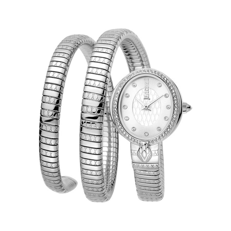 wow! rrp R8,900.00 ROBERO CAVALLI Women`s JUST CAVALLI Dante Viper Double Twist Silv Watch BRAND NEW