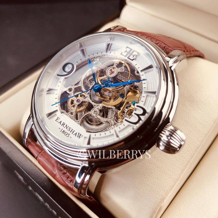 ***must see*** rrp: R11,500.00 THOMAS EARNSHAW AUTOMATIC ROYALE OPEN HEART Silver White Watch