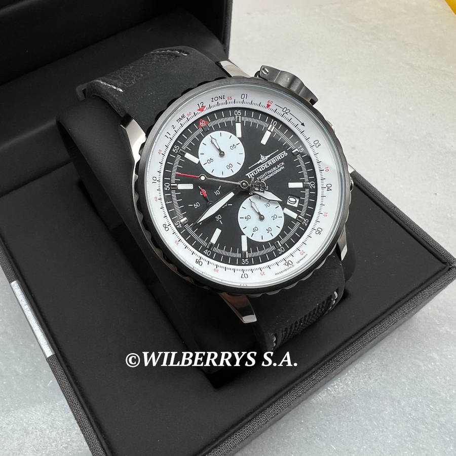 must see!! THUNDERBIRDS AIRCRAFT WATCH Men`s Fighting Pilot Steel Professional Black Silicone Watch