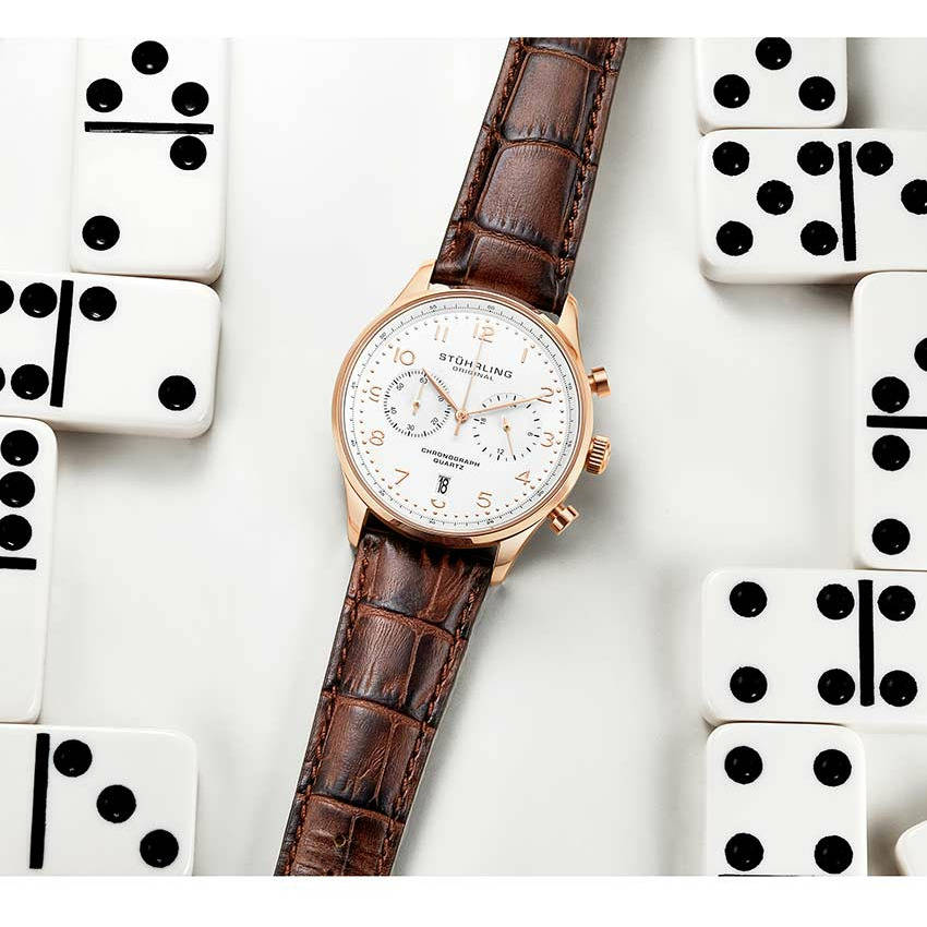 wow!! rrp R6,999.00 STUHRLING ORIGINAL® Men`s MONACCO GR Leather CHRONOGRAPH Watch NEW