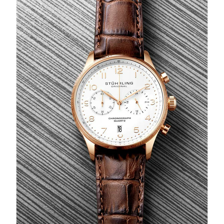 wow!! rrp R6,999.00 STUHRLING ORIGINAL® Men`s MONACCO GR Leather CHRONOGRAPH Watch NEW