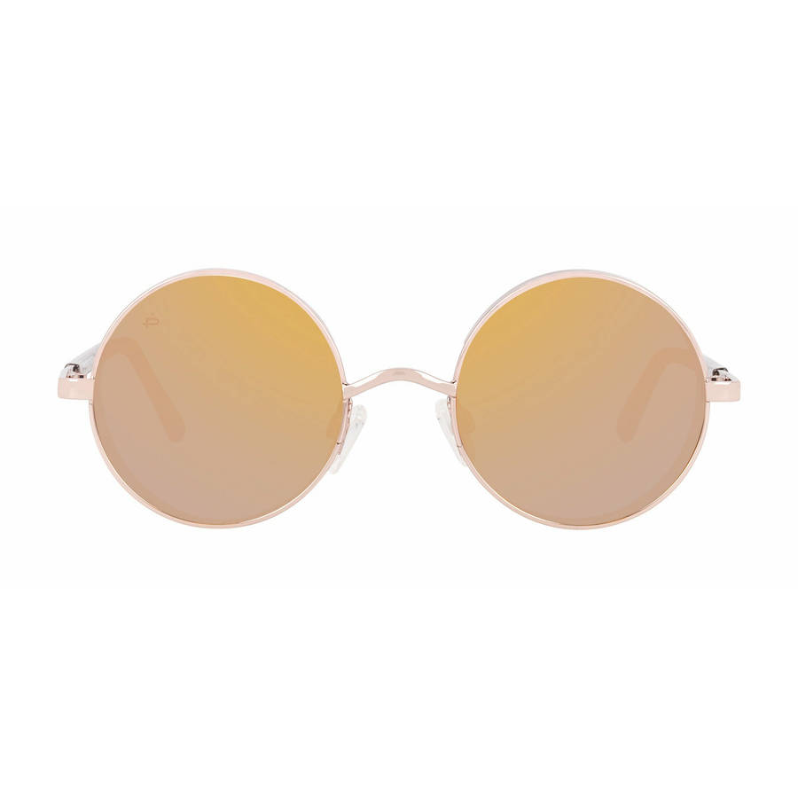 must see!! PRIVE REVAUX CAMERON / Round Mirror Rose Gold Sunglasses *GENUINE*