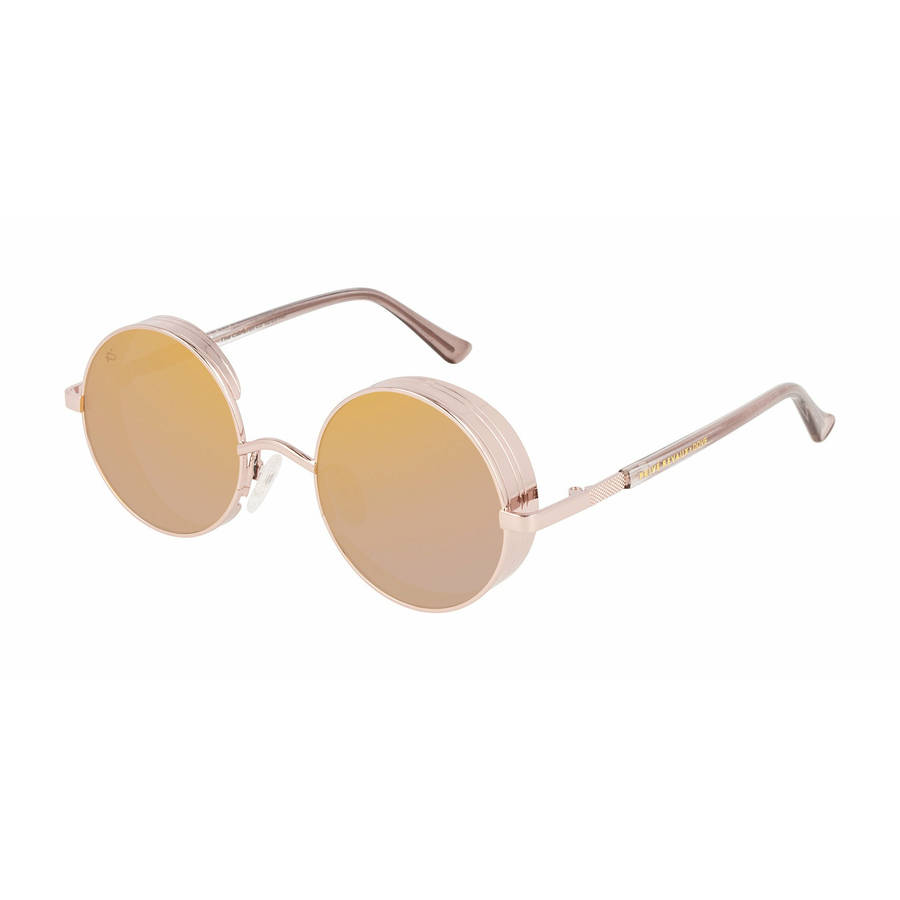 must see!! PRIVE REVAUX CAMERON / Round Mirror Rose Gold Sunglasses *GENUINE*