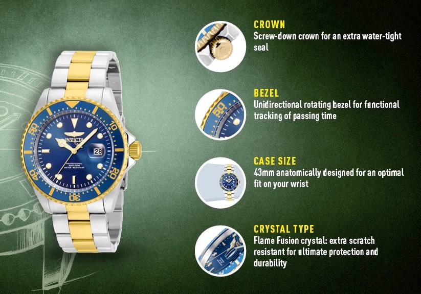 wow!! rrp R5,999.00 INVICTA Two Tone Royal Blue Master Sea DiveR 100m 43mm Watch BRAND NEW