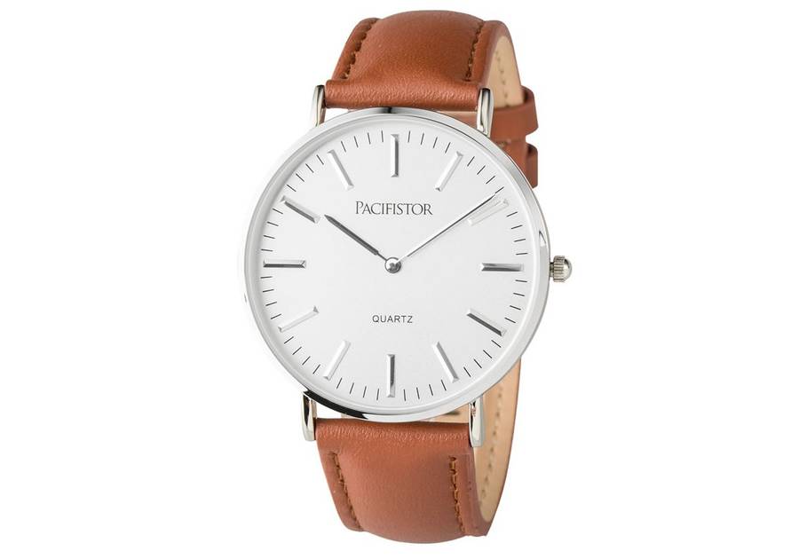 PACIFISTOR INFANTRY CO. Men`s LEATHER EGGSHELL WHITE TAN Watch Brand new BOXED, FULLY LOADED!