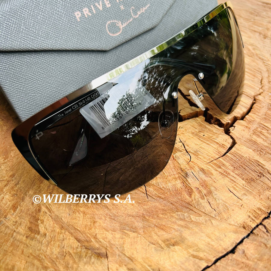 must see!! PRIVE REVAUX JANET x Olivia Culpo / Smoke Gunmetal Oversized Shield Sunglasses *GENUINE*