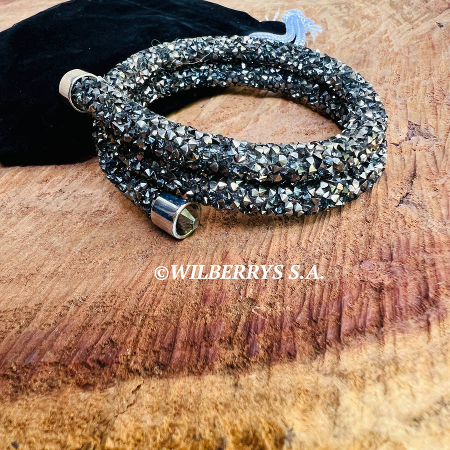 late entry! Retail: R1250.00 LONDON JEWELLERS Brilliance CRYSTALS FROM SWAROVSKI Dark Grey bracelet