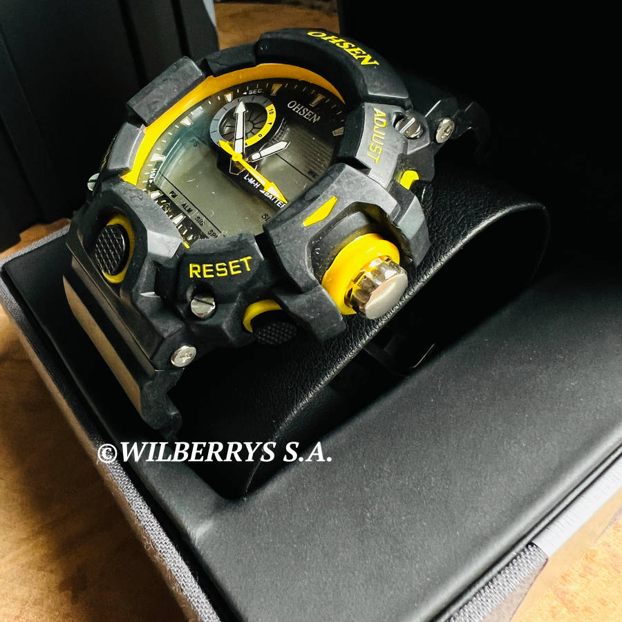 OHSEN Men`s SHOCK PROOF MUD GATOR 50m Black Silicone Watch BRAND NEW
