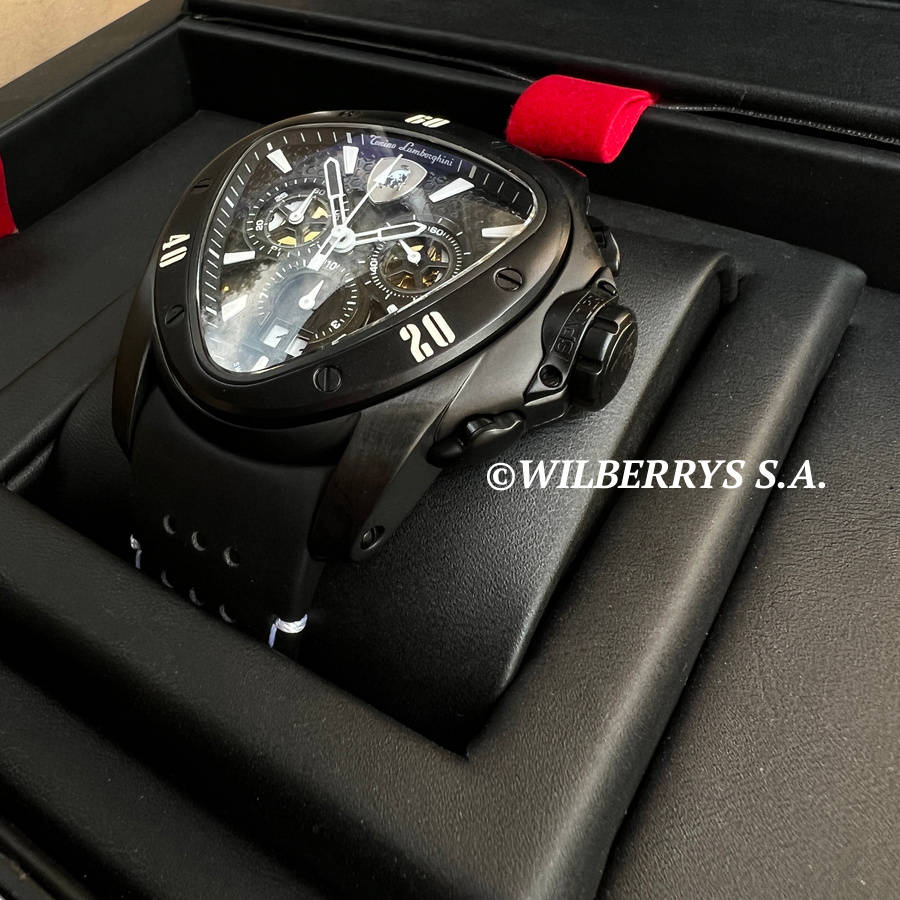 rrp R35,000.00 Tonino Lamborghini Men`s SPYDER BLACK/WHITE Chrono Watch NEW 100% GENUINE