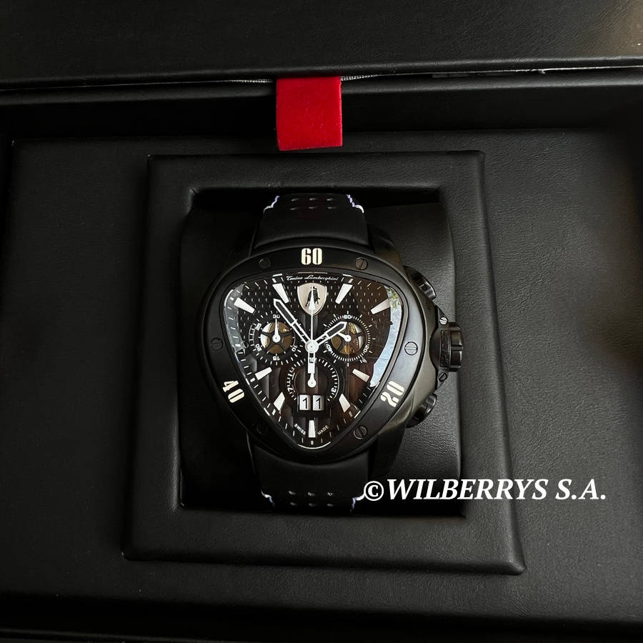 rrp R35,000.00 Tonino Lamborghini Men`s SPYDER BLACK/WHITE Chrono Watch NEW 100% GENUINE