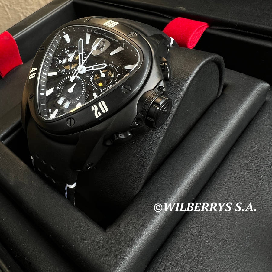 rrp R35,000.00 Tonino Lamborghini Men`s SPYDER BLACK/WHITE Chrono Watch NEW 100% GENUINE