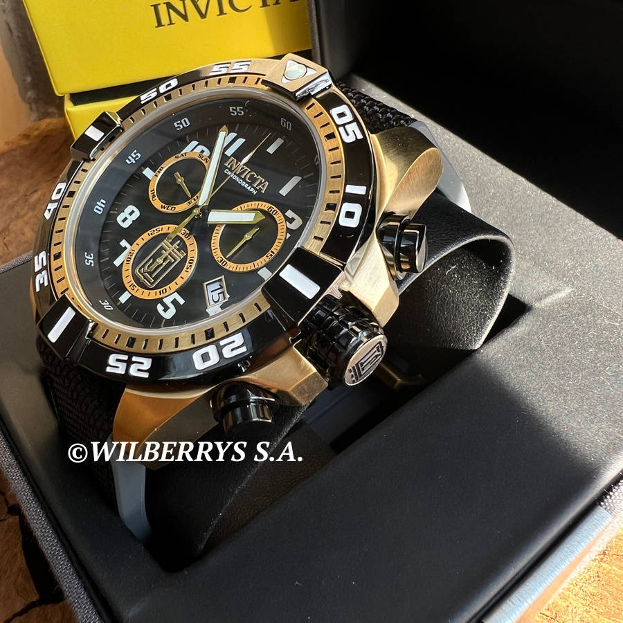L@@K!! rrp: R11,999 INVICTA Men`s Jason Taylor GRIDIRON JT 51mm Gold/Nylon Strap Chronograph Watch