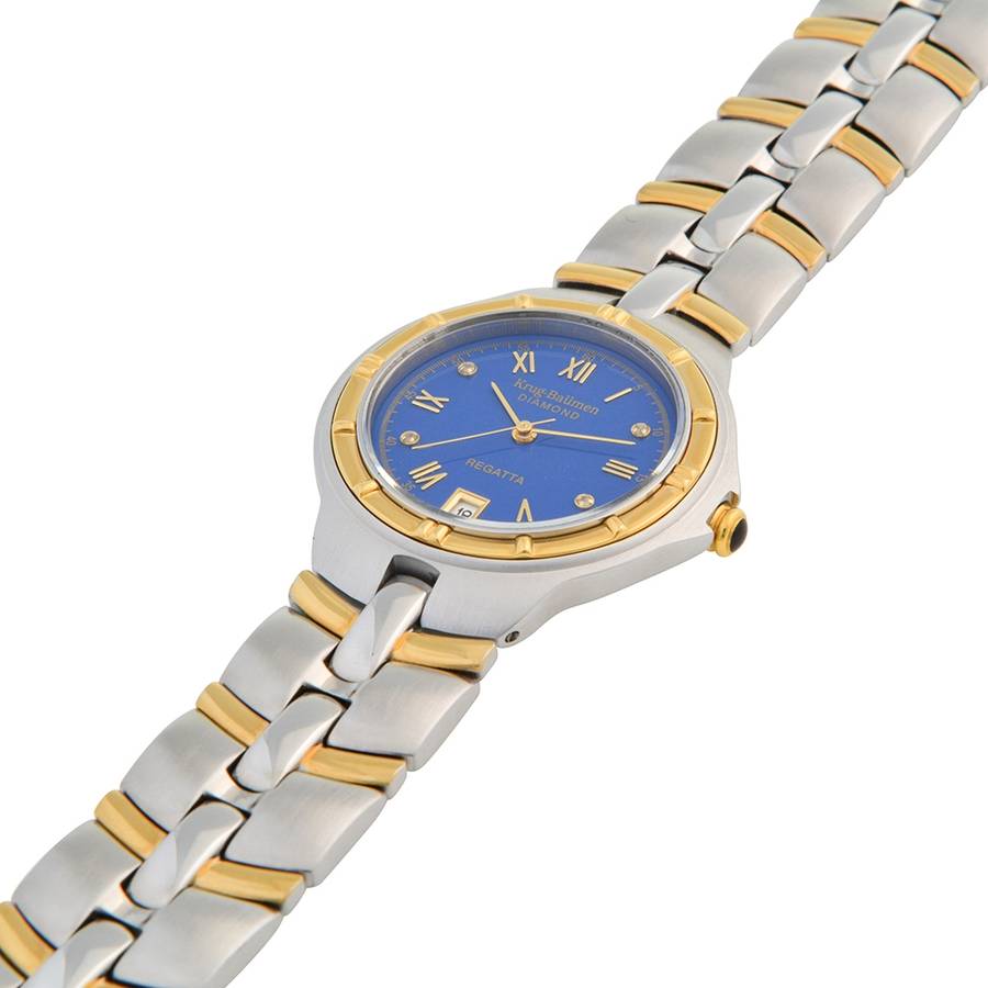 MUST SEE!! Krug Baumen Men`s Regatta 4X Genuine Diamond White Dial Two Tone Watch BRAND NEW