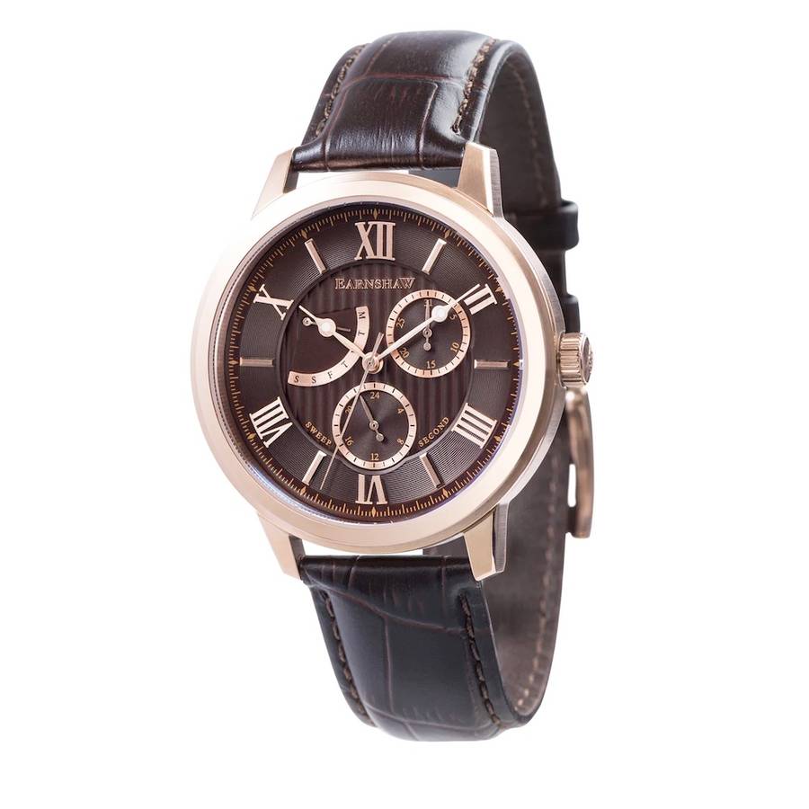***must see*** rrp: R6,500.00 THOMAS EARNSHAW Men`s DOUBLE RETROGRADE  COGNAC SWEEP SEC WATCH NEW