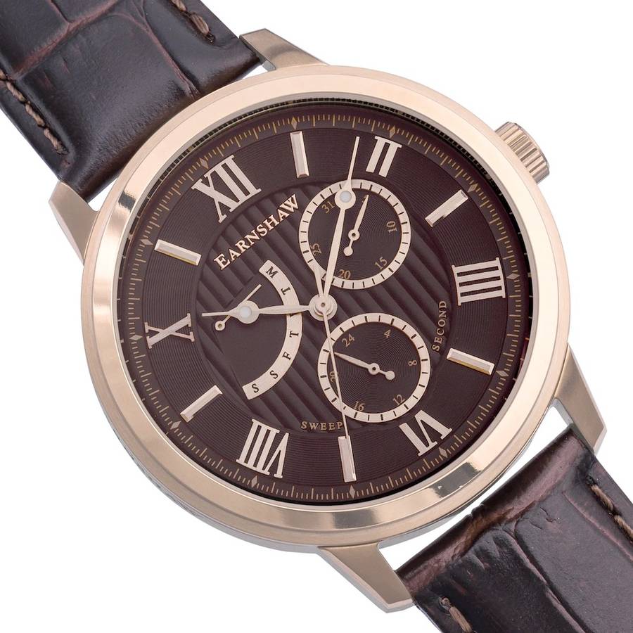 ***must see*** rrp: R6,500.00 THOMAS EARNSHAW Men`s DOUBLE RETROGRADE  COGNAC SWEEP SEC WATCH NEW