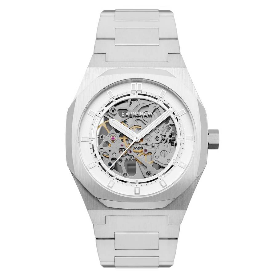 LOOK!! rip: R9,200.00 THOMAS EARNSHAW DRAKE SKELTON OPEN HEART AUTOMATIC Silver Sheen Watch
