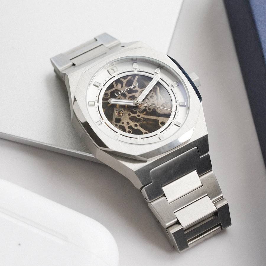 LOOK!! rip: R9,200.00 THOMAS EARNSHAW DRAKE SKELTON OPEN HEART AUTOMATIC Silver Sheen Watch