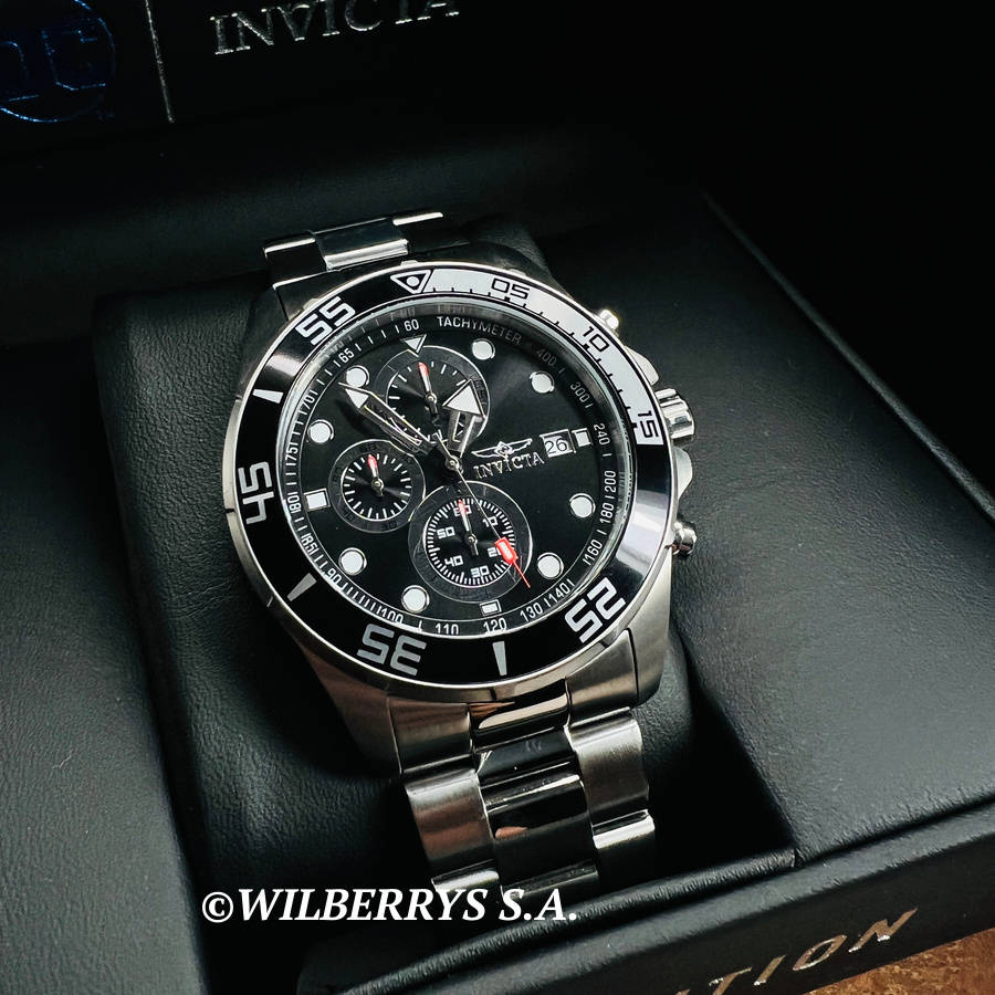 R30 courier!! look!! rrp R6,999.00 INVICTA Men`s Silver / Black Classic Tachy Steel Watch BRAND NEW