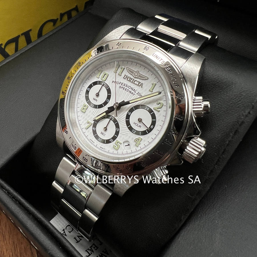 absolute gem!! INVICTA Mens Professional Daytona SILVER / WHITE OYSTER EDITION Chrono Watch NEW