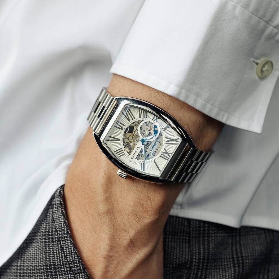 LOOK!! rip: R8,200.00 THOMAS EARNSHAW BEAUCHAMP SKELETON TONNEUX AUTOMATIC Black Knight Watch