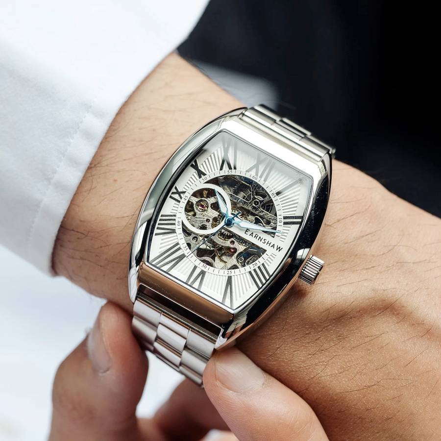 LOOK!! rip: R8,200.00 THOMAS EARNSHAW BEAUCHAMP SKELETON TONNEUX AUTOMATIC Black Knight Watch