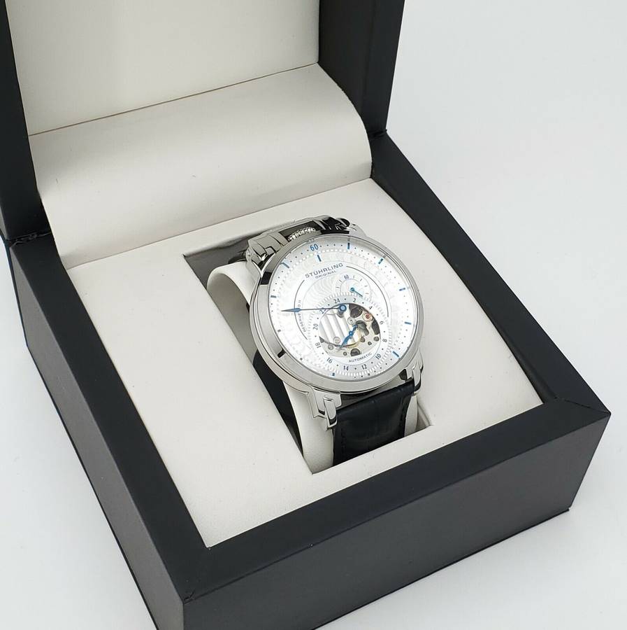 wow retails@ R13,999.00 STUHRLING ORIGINAL® Men`s SAVOY AUTOMATIC Reserve Leather Watch NEW