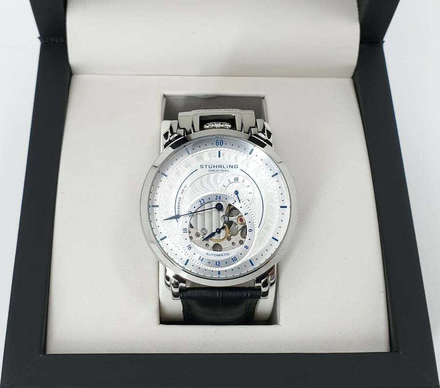 wow retails@ R13,999.00 STUHRLING ORIGINAL® Men`s SAVOY AUTOMATIC Reserve Leather Watch NEW