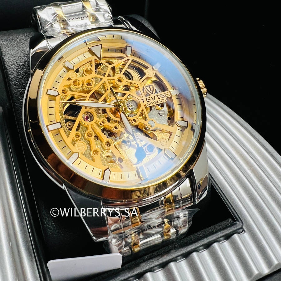R30 courier.. Retail: R2,399.00 TEVISE ® Men`s Skeleton II Classic Steel Two Tone/Hone Watch NEW