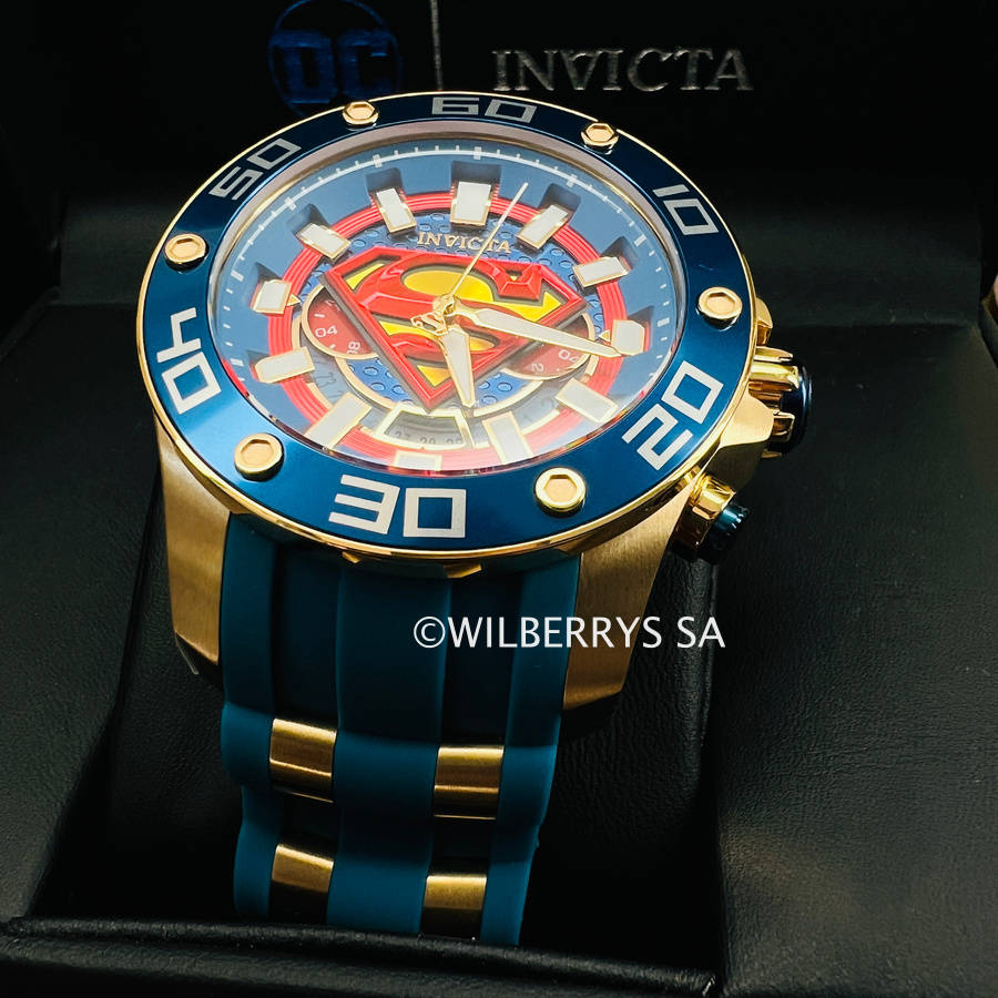must SEE!! rrp: R9,999.00 INVICTA Mens DC Superman 18k plated Man of Steel 1/4000 18k Chrono Watch
