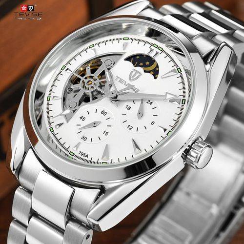Retail: R2,399.00 TEVISE® Men`s Classic AUTOMATIC Partial Skeleton Silver/White Watch