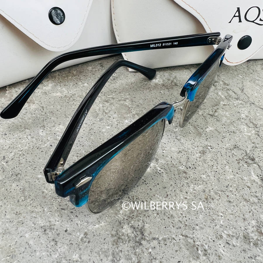 rrp R3999.00 AQUASWISS Mens Luxury Milo Blue Mirror Wayfarer Sunglasses **AUTHENTIC, NEW, HOT!!