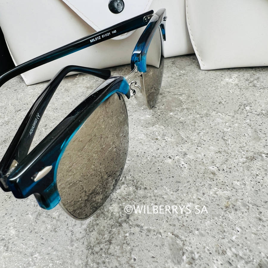 rrp R3999.00 AQUASWISS Mens Luxury Milo Blue Mirror Wayfarer Sunglasses **AUTHENTIC, NEW, HOT!!