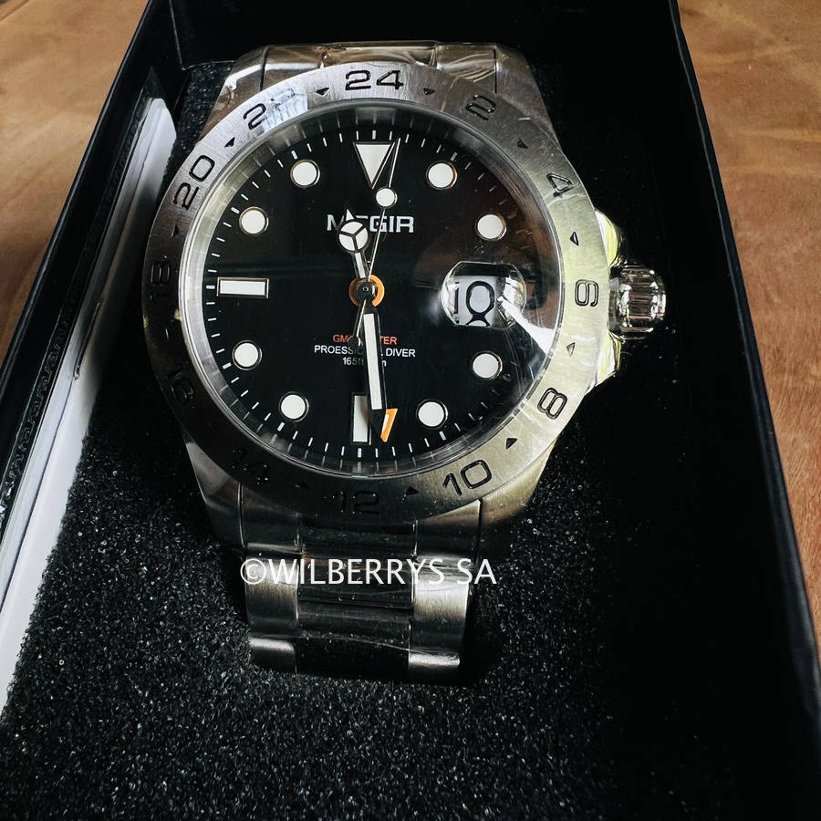 Retail: R2,499.00 MEGIR ELITE Mens GMT Date 43mm Stainless Steel Oyster Bracelet Watch NEW