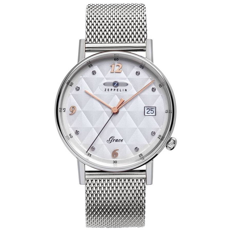 wow rrp R8,000.00 ZEPPELIN Germany Womens Grace SWAROVSKI Tufted Milanese Date Watch