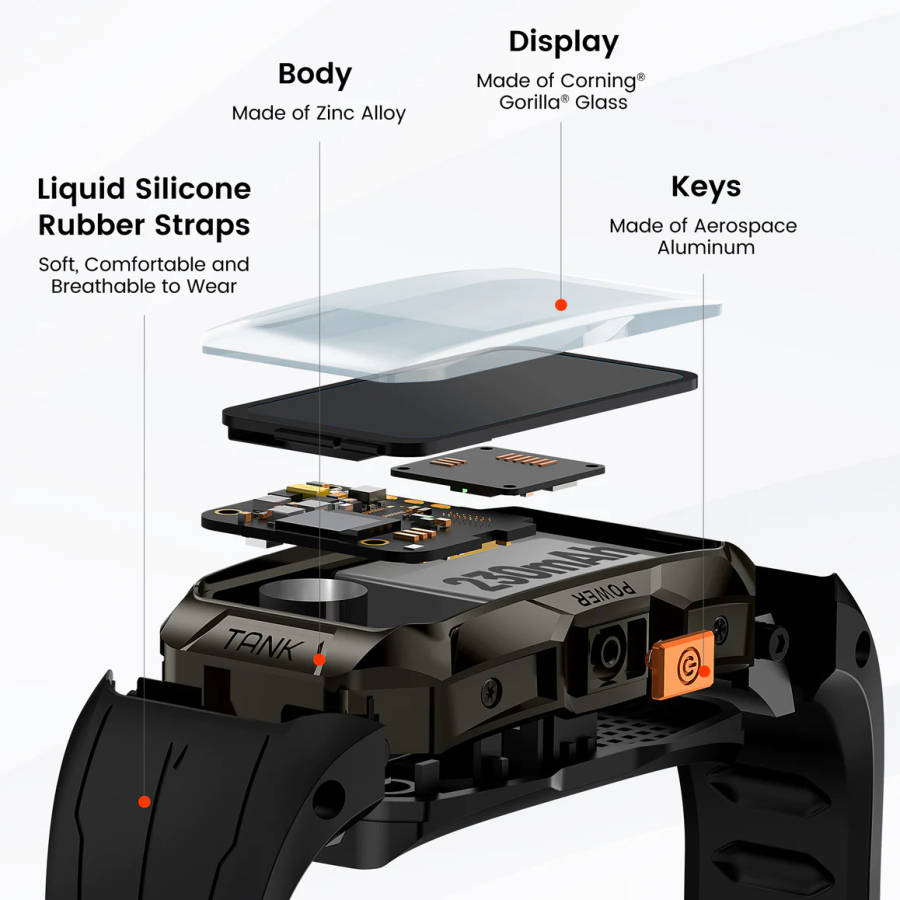 KOSPET TANK X1 Smart Watch | Smart Band SILVER / BLACK