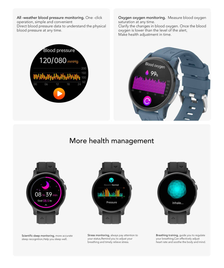 R1,900.00 NORTH EDGE Ultima Bluetooth ECG Glucose Smart Watch!! SLEEK BLACK