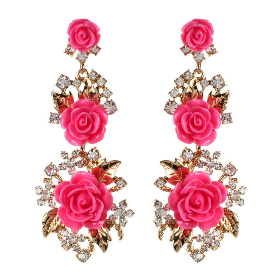 Must see! Retail: R1050.00 AMRITA NEW YORK Lyon Floral Earring Fuschia