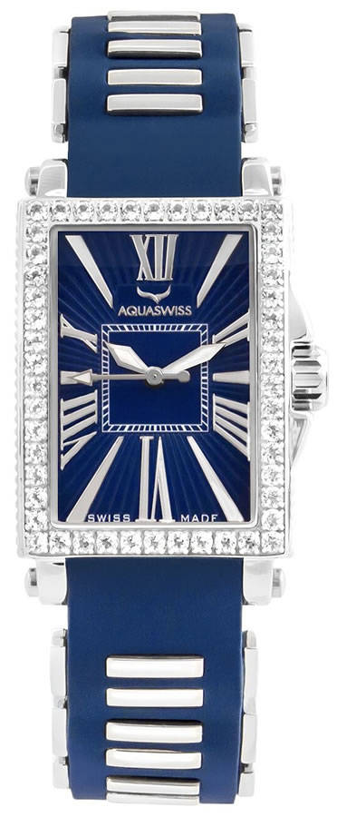 Retail: R14,000.00 Aquaswiss Women's Kelly 2.25ctw Amethyst Watch with Blue Silicone Band