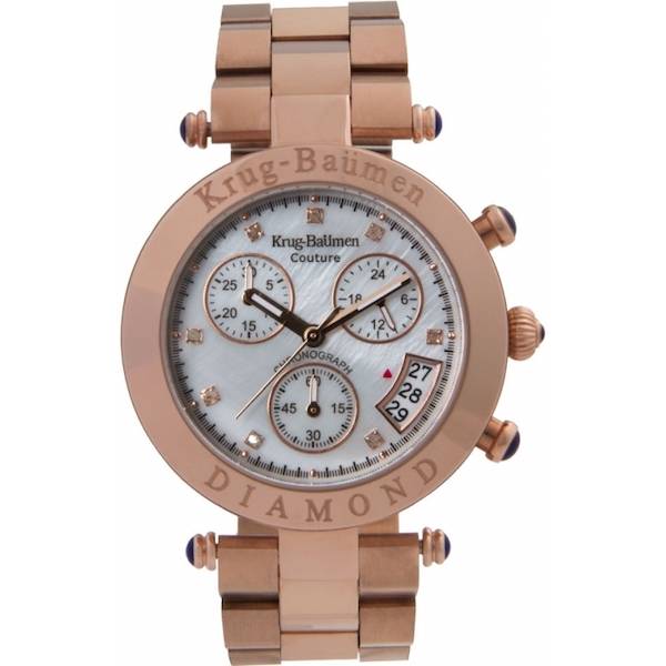 **RRP £700.00** KRUG BAUMEN Women's Couture Diamond Rose Gold Tone Chronograph Watch