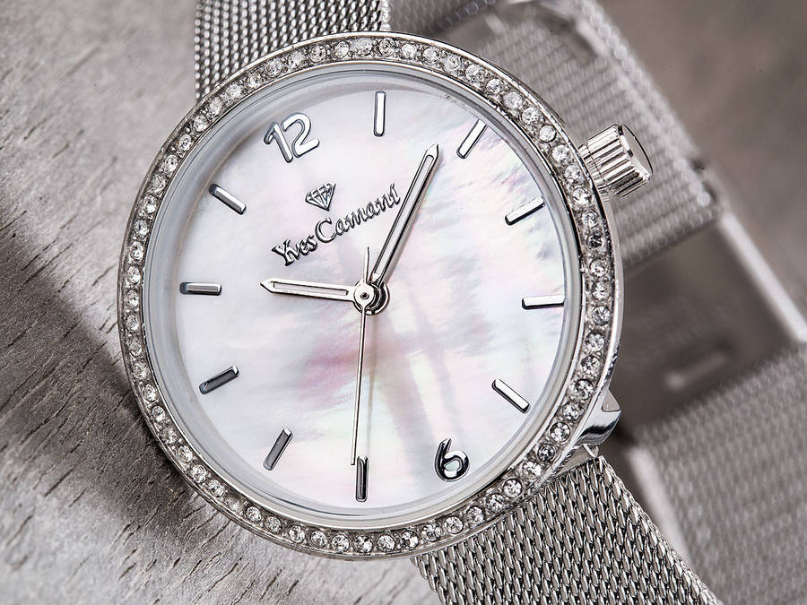 R1 Auction: Yves Camani Women's Ophelia Mother of Pearl/Zirconia and Milianesse Strap Watch