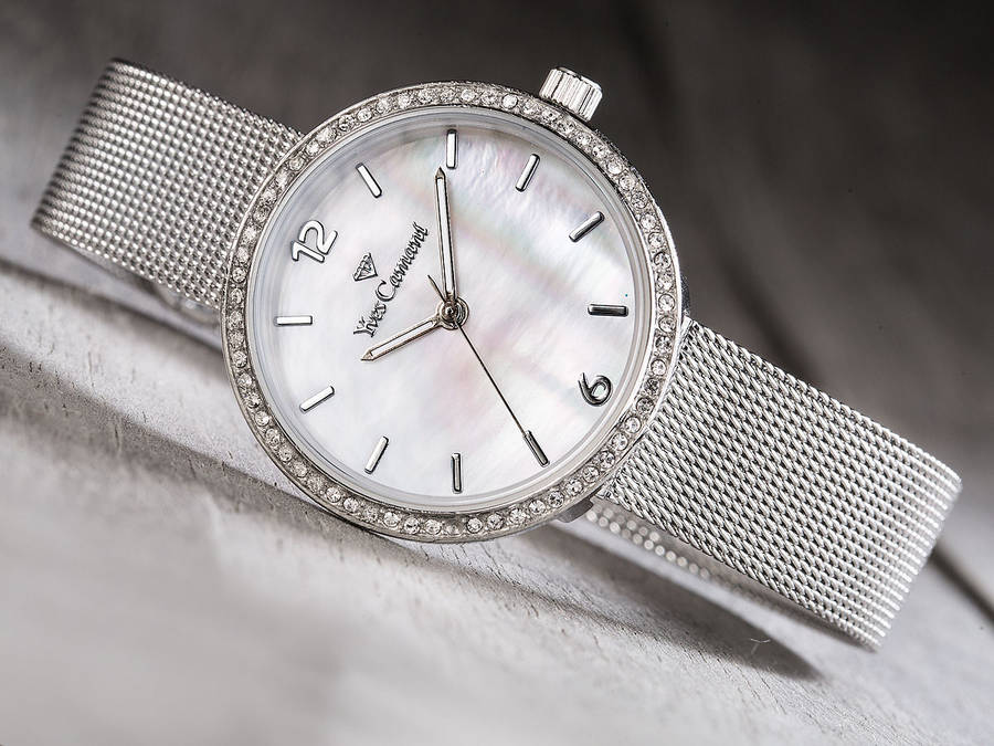 R1 Auction: Yves Camani Women's Ophelia Mother of Pearl/Zirconia and Milianesse Strap Watch