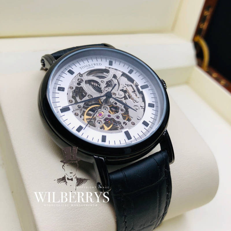 Retail: R6,000.00 TOM & FRED London Men's BLACK ION AUTOMATIC 1/1000 Portendorf Leather Watch