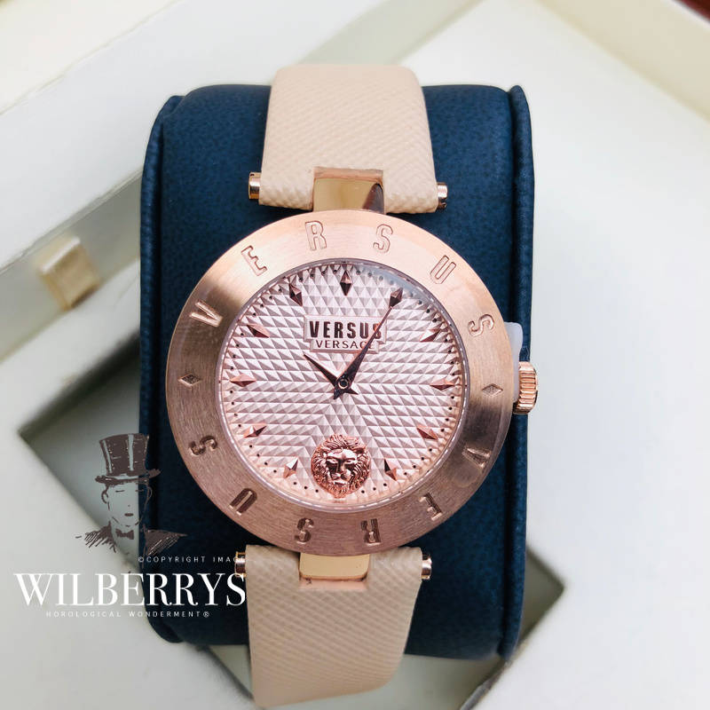Retail: R6,000.00 VERSACE Women's VERSUS Milano Italia Creame Leather Watch NEW IN BOX + PAPERS