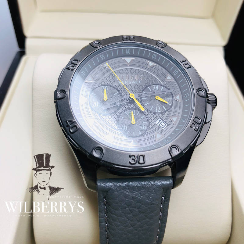 Retail: R8,299.00 VERSACE Men's Simon's Town Chronograph Gunmetal Leather Watch