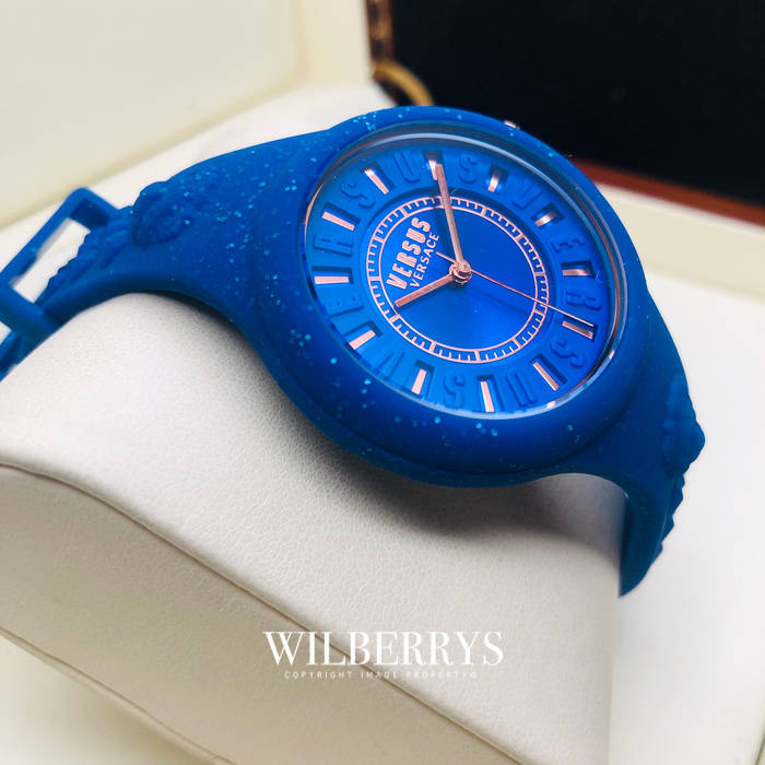 Retail: R6238.70 VERSACE Women's VERSUS Fire Island Glitter Blue Watch BRAND NEW IN BOX + PAPERS