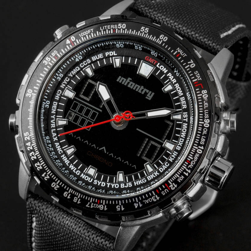 INFANTRY MILITARY CO. Aviation Cockpit Black PVD Watch Brand new BOXED, FULLY LOADED!